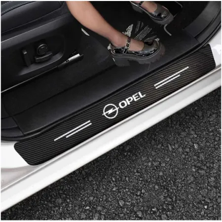 Naklejki Ochronne na Progi Opel – Carbon Look z Logo OPEL - zestaw 4 sztuk
